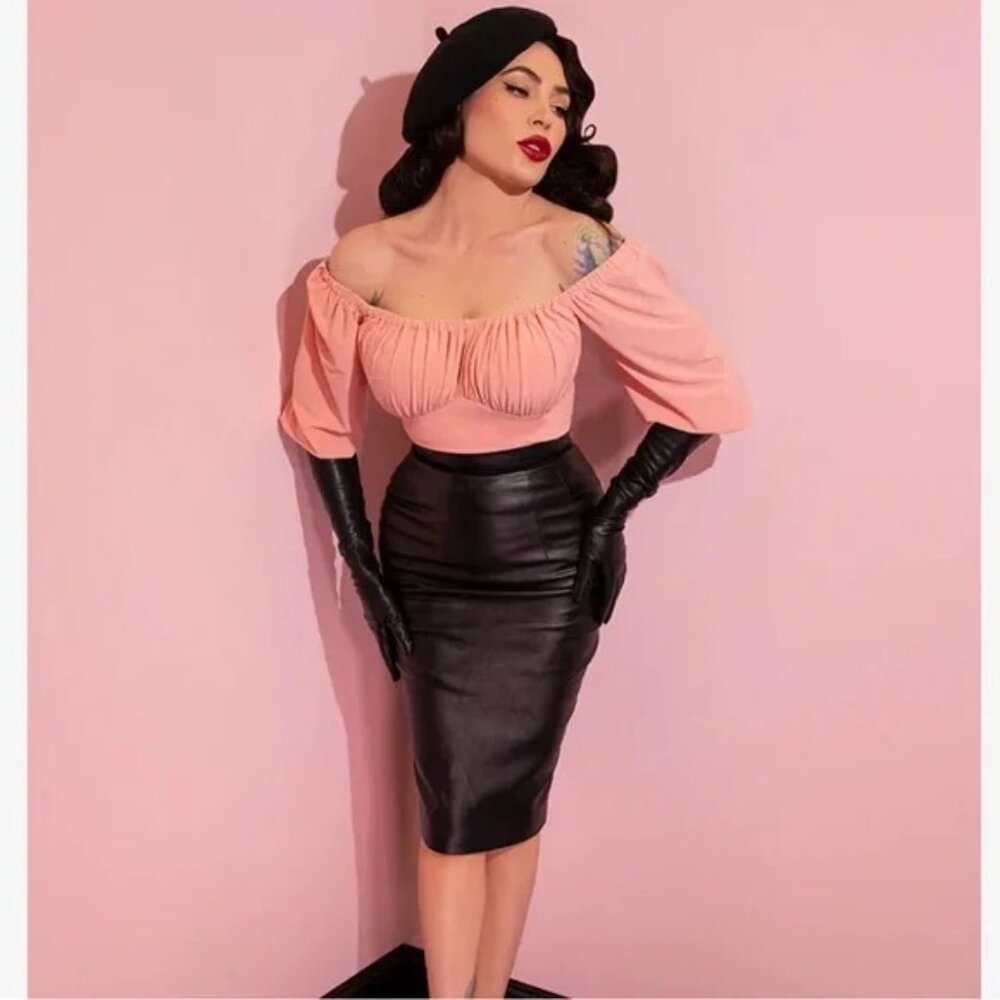 Vixen by Micheline Pitt Black Pencil Skirt